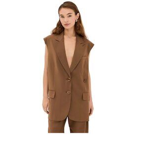 TIBI Liam Vest in Toffee